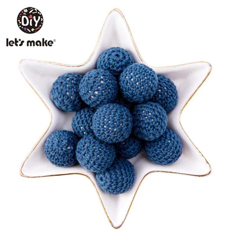 Let's Make 100Pcs Crochet Beaded Wood Teether 16mm