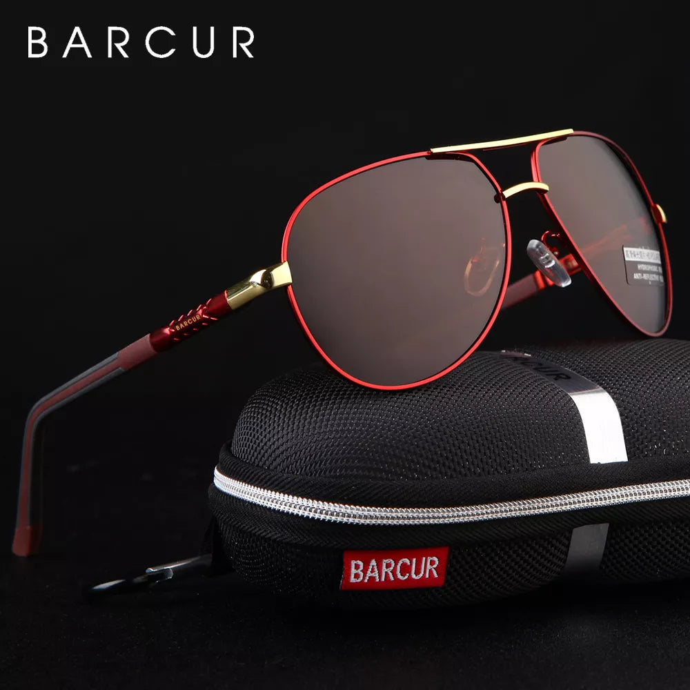 BARCUR Aluminum Vintage Men's Sunglasses Men Polarized Coating