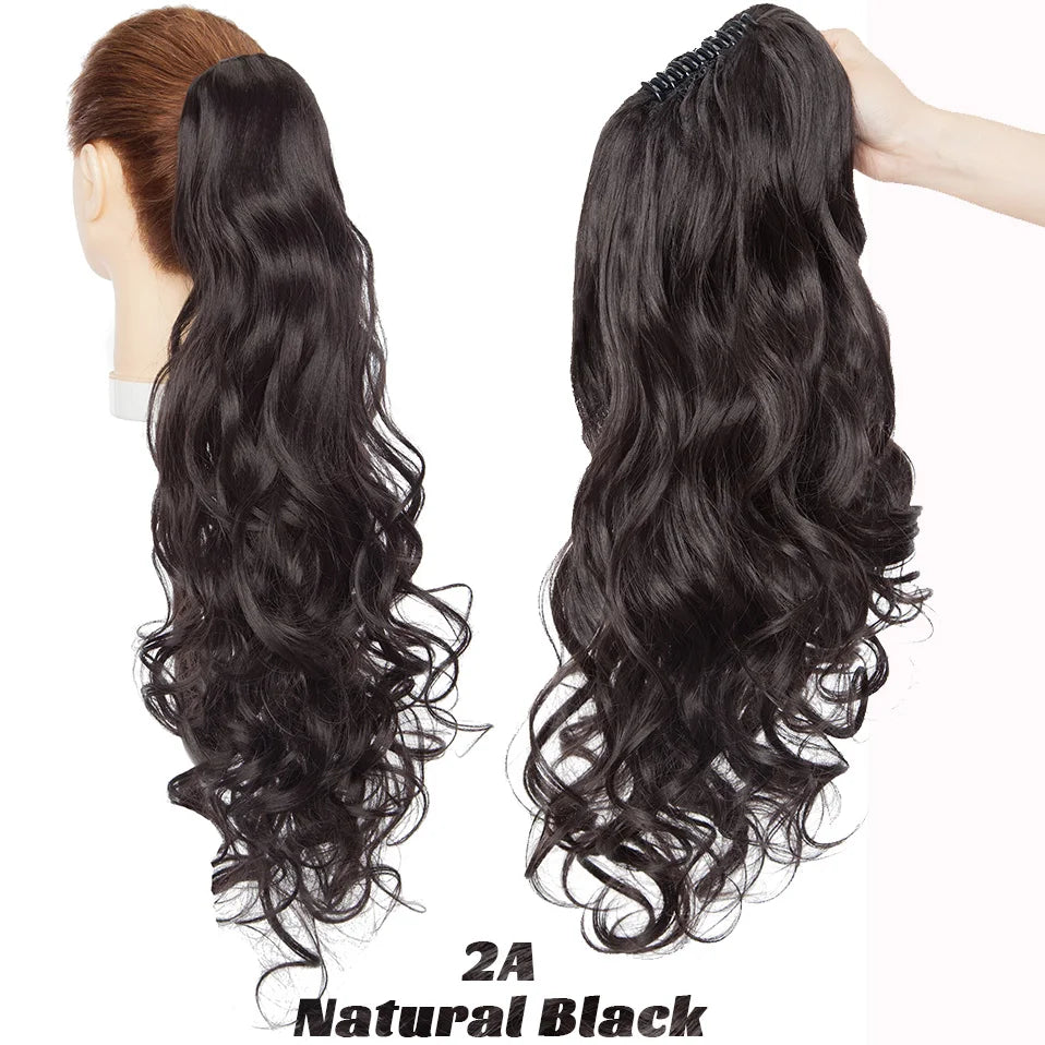 Benehair Synthetic 24inch Long Wavy Claw On Ponytail