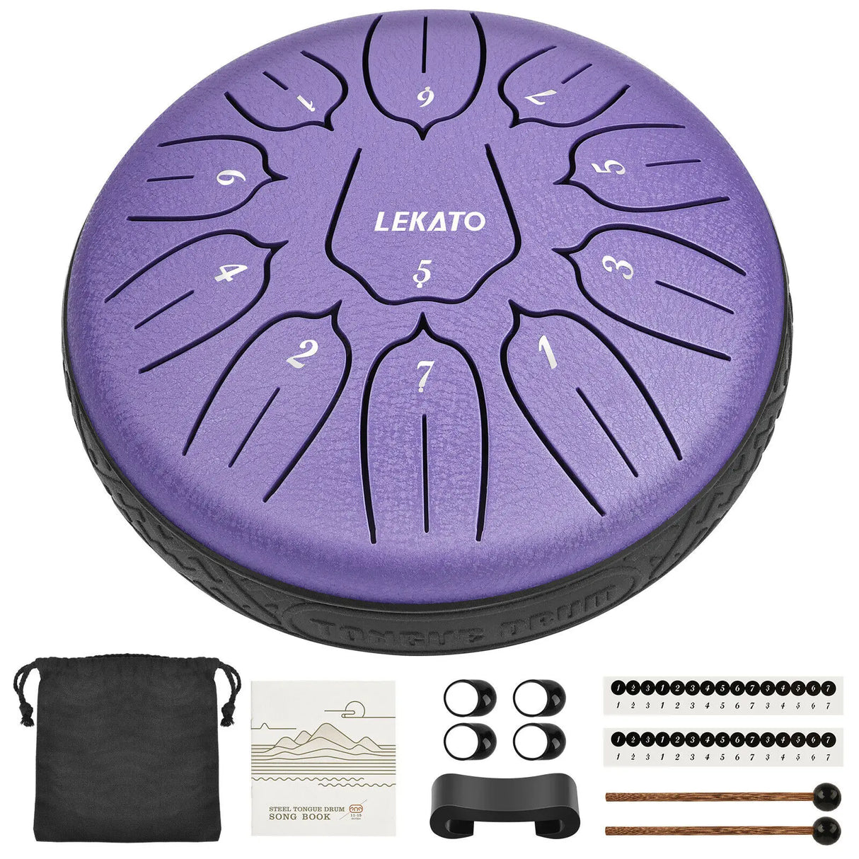 LEKATO 6'' Tongue Drum 11 Notes D Tune