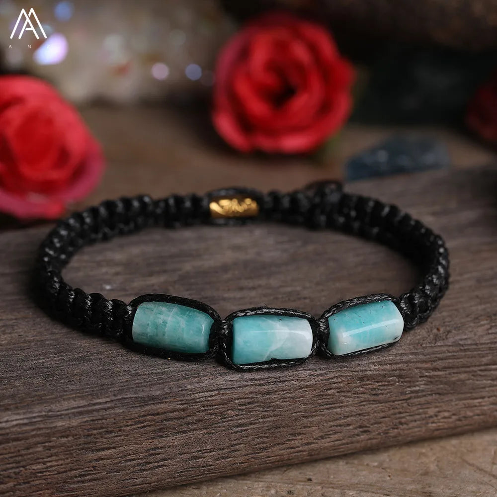 Natural Black Tourmaline Nugget Beads Cord Knotted Braid