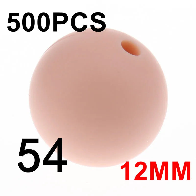 Fkisbox 500pcs 12mm Silicone Round Loose Beads Baby