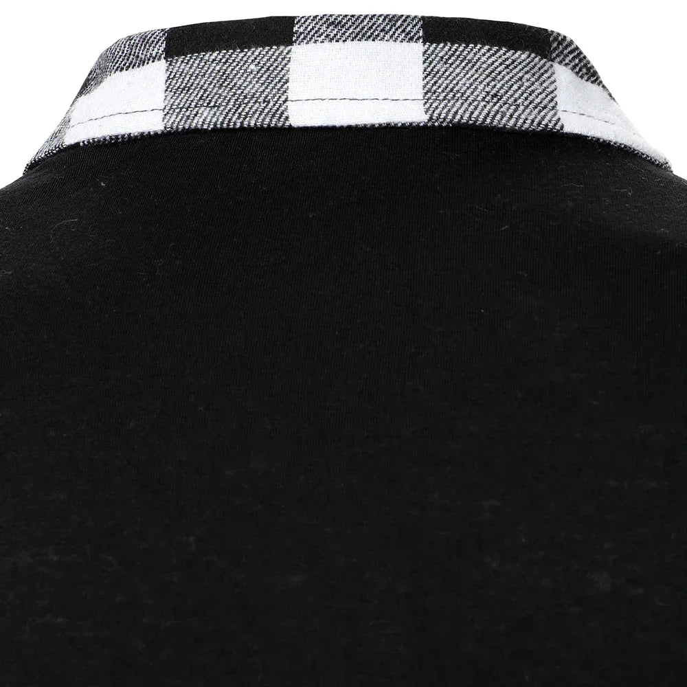 Men Polo Shirt Men Long Sleeve Top Plaid