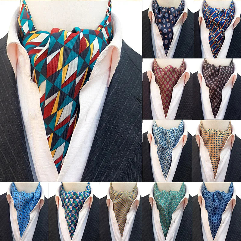 Men Vintage Polka Dot Wedding Formal Cravat Ascot