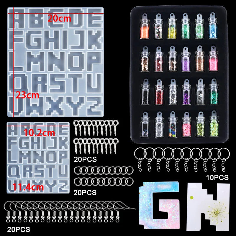 Alphabet Resin Molds Kit Backward Letter Number Silicone