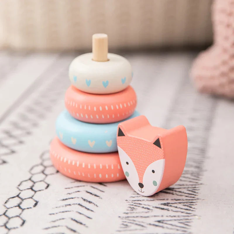 Rainbow Animal Fox Rabbit Blocks Baby Toy Wooden
