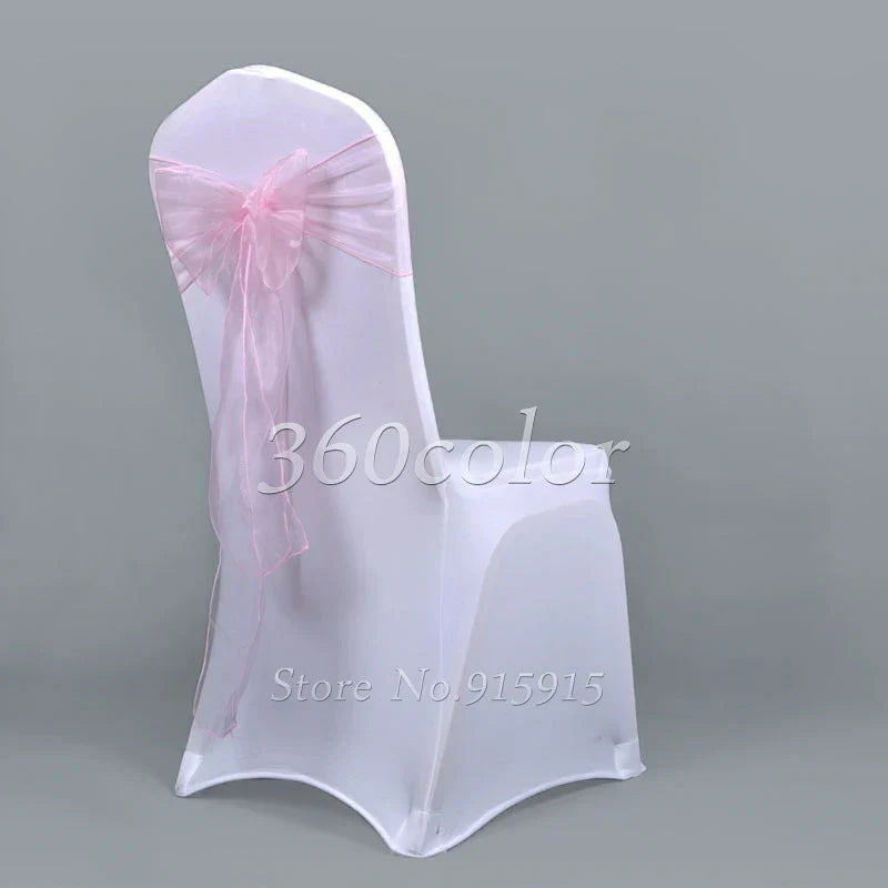 25pcs Sheer Organza Chair Sashes Bow Cover Band