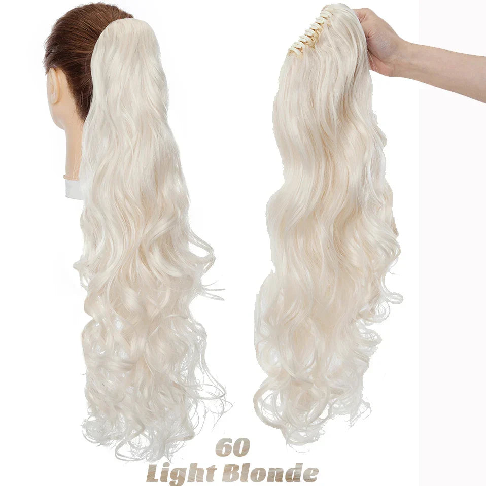 Benehair Synthetic 24inch Long Wavy Claw On Ponytail