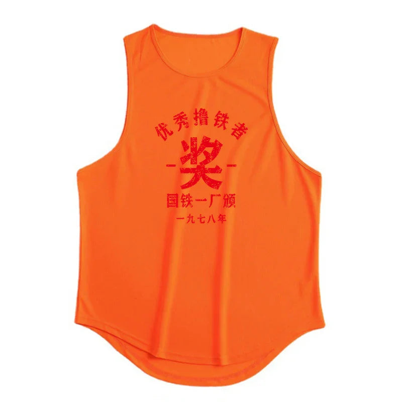 Mens Workout Bodybuilding Mesh Casual Tank Top Fitness