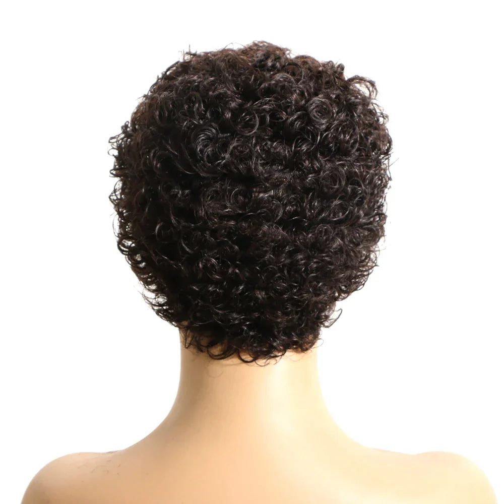100% Human Hair Short Jerry Curly Wig Afro