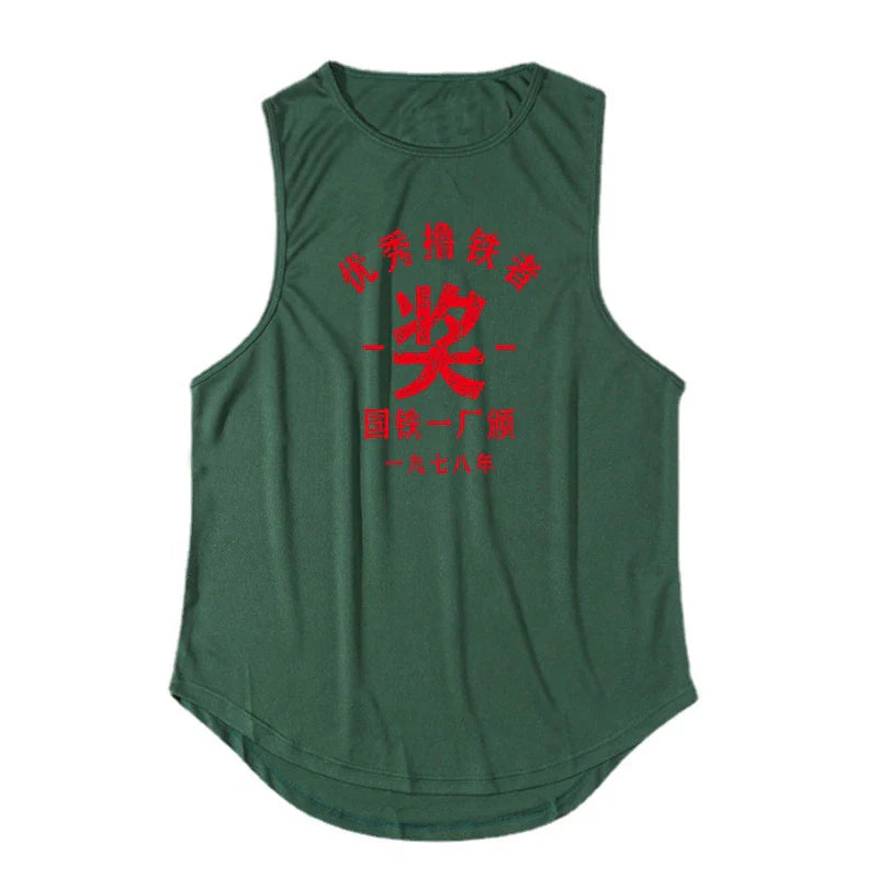 Mens Workout Bodybuilding Mesh Casual Tank Top Fitness