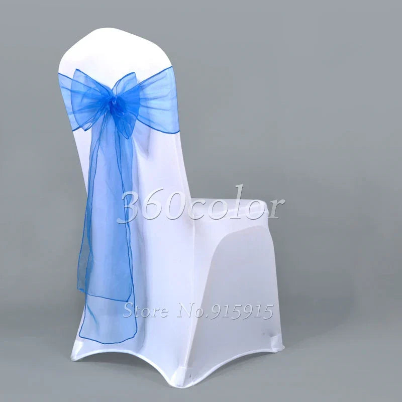 25pcs Sheer Organza Chair Sashes Bow Cover Band