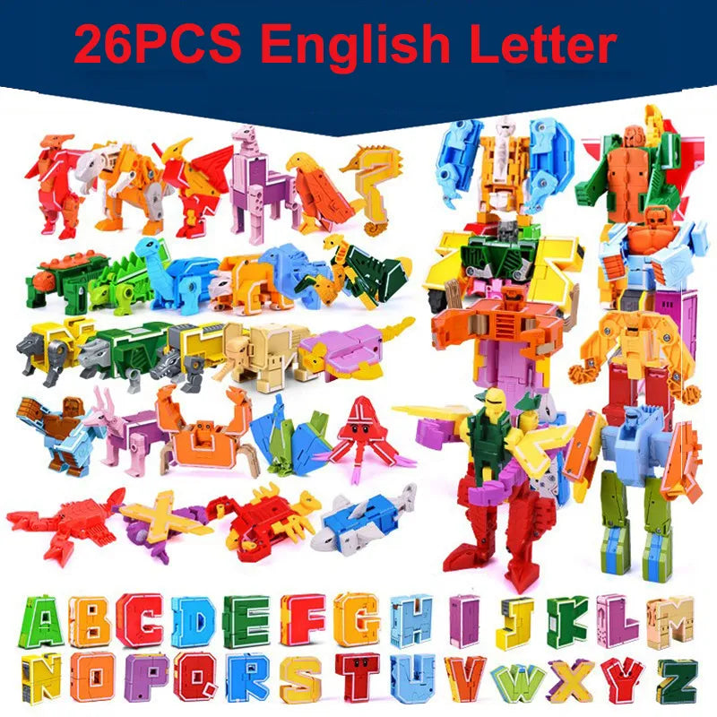 26 GUDI English Letter Alphabet Transformation Robot Dinosaur