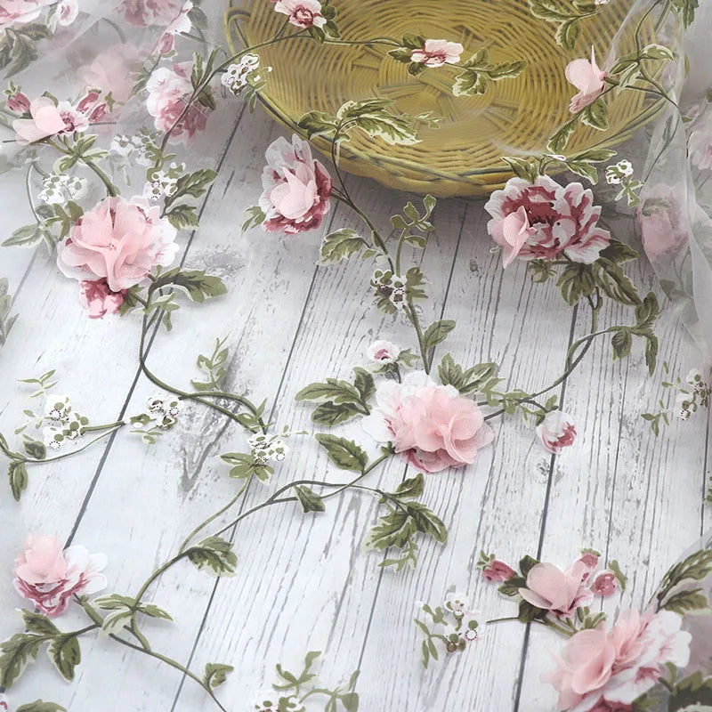 H717 90*140cm Organza Fabric Soluble Shabby Lace for