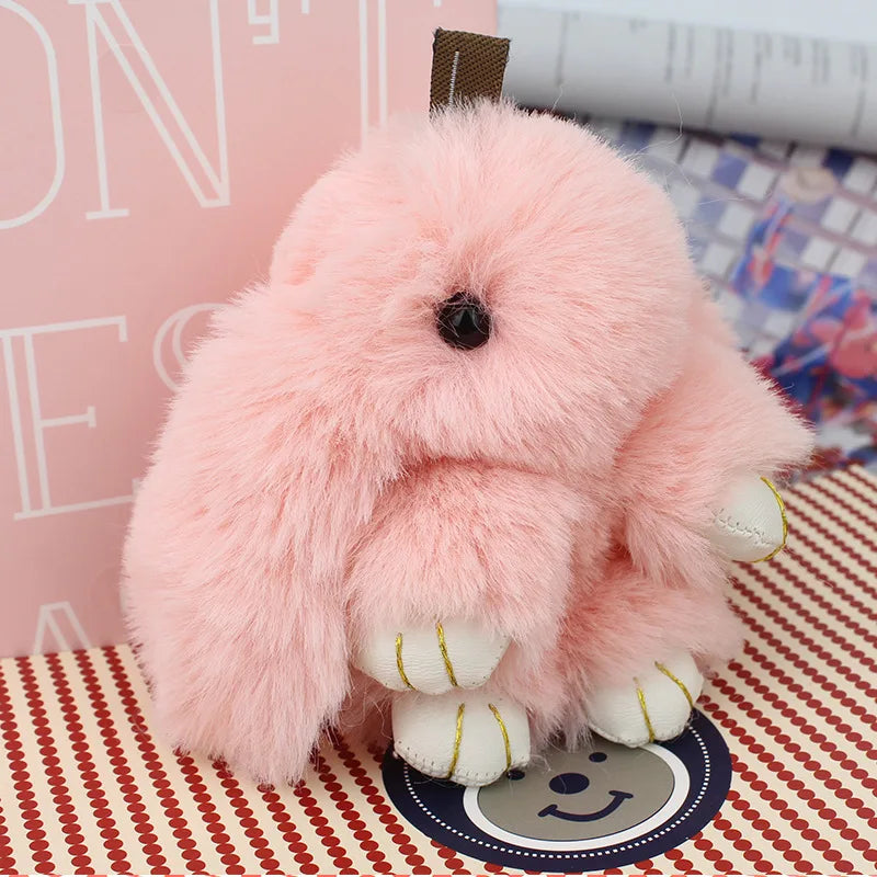 Cute Plush Bunny Keychain Women Fur Pom Pom