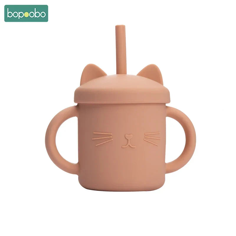 Bopoobo Baby Feeding Straw Cup Baby Cartoon Cat