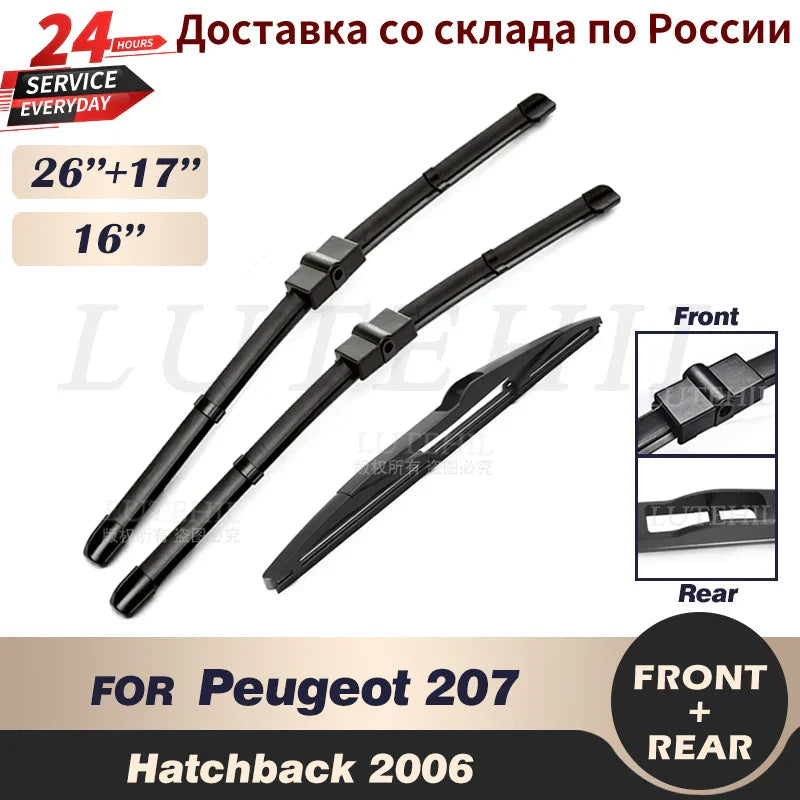 Wiper Front Rear Wiper Blades Set For Peugeot