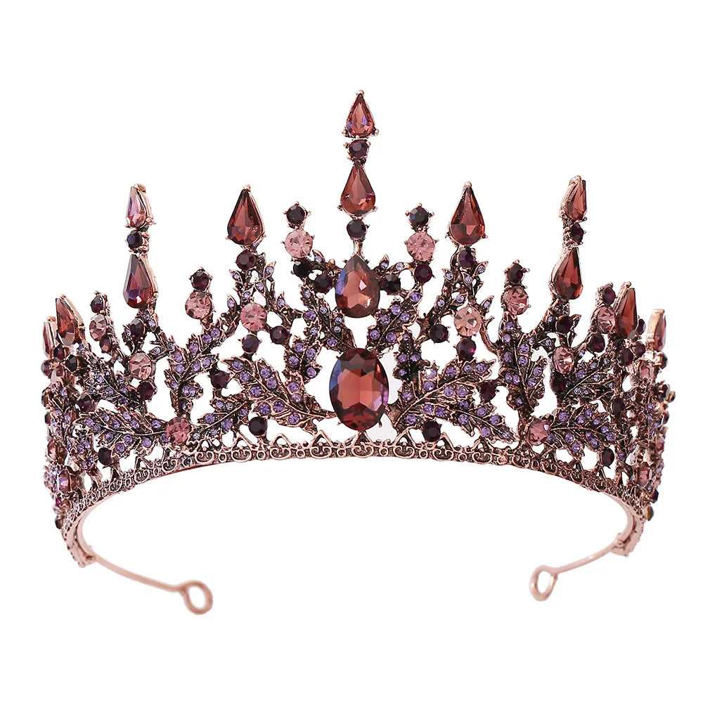 Vintage Baroque Headbands Purple Crystal Tiaras Crowns Bride
