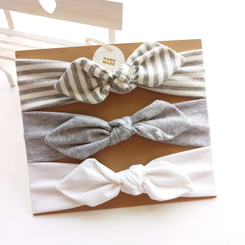 3pcs/lot Solid Nylon baby headband Bow Headbands For