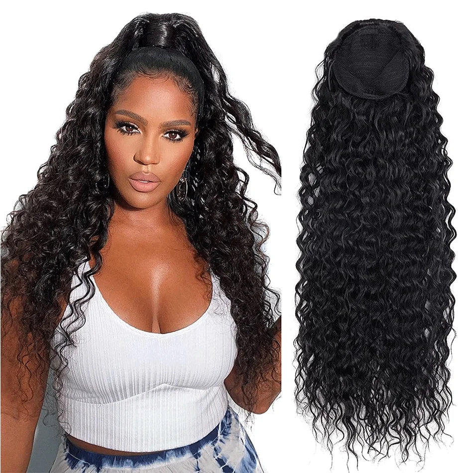 Curly Ponytail Extensions Clip in Synthetic Drawstring Ponytail