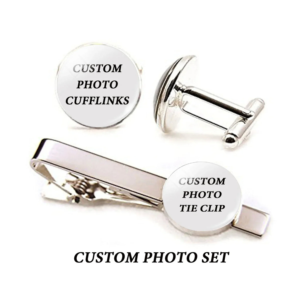 Custom Letters Cufflinks Tie Clips Set Customized Family
