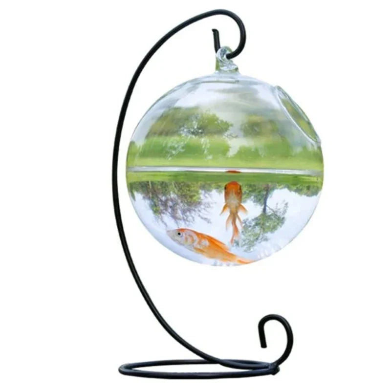 Fish Bowl,Transparent Spherical Glass Handmade Fish Round Shape