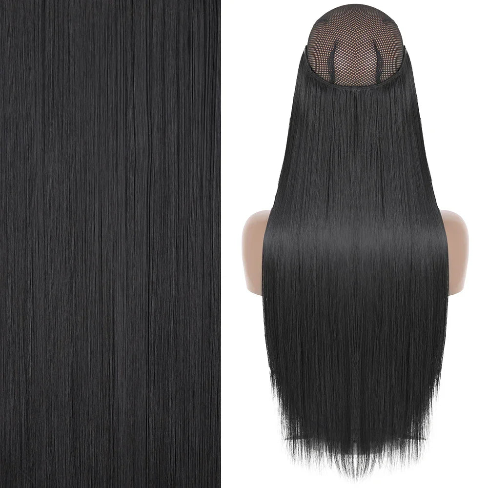 MERISIHAIR Synthetic No Clip Invisible Wire Hair Extensions