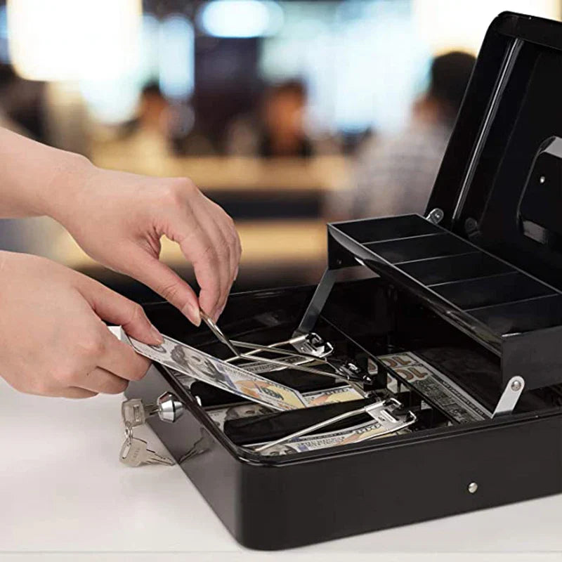 Locked Large Cashier Drawer Metal Cash Box 2