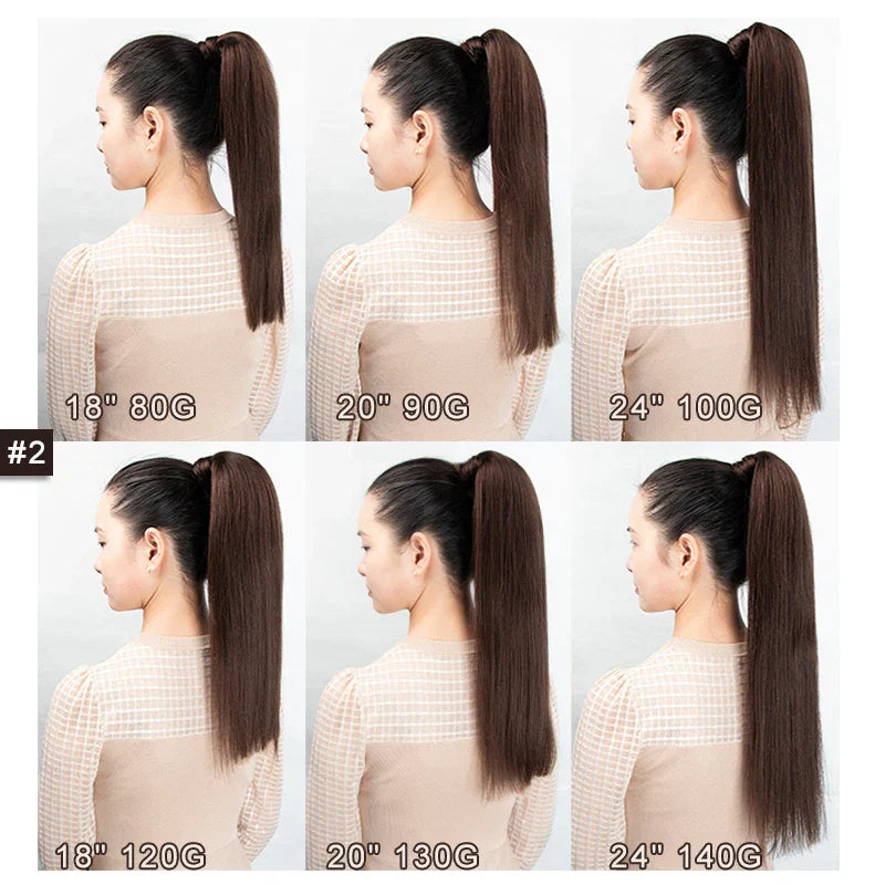Ponytail Human Hair Clip in Extensions 100% Remy