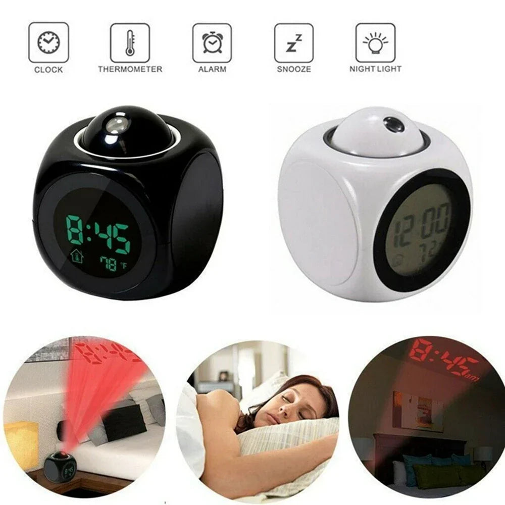 Digital Alarm Clock LCD Creative Projector Weather Temperature
