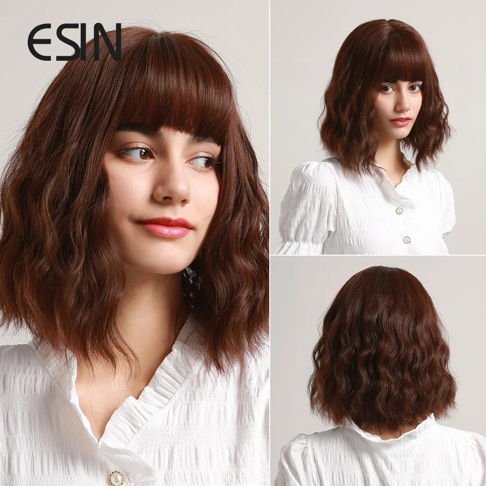 ESIN Synthetic Black Brown Medium Long Loose Body