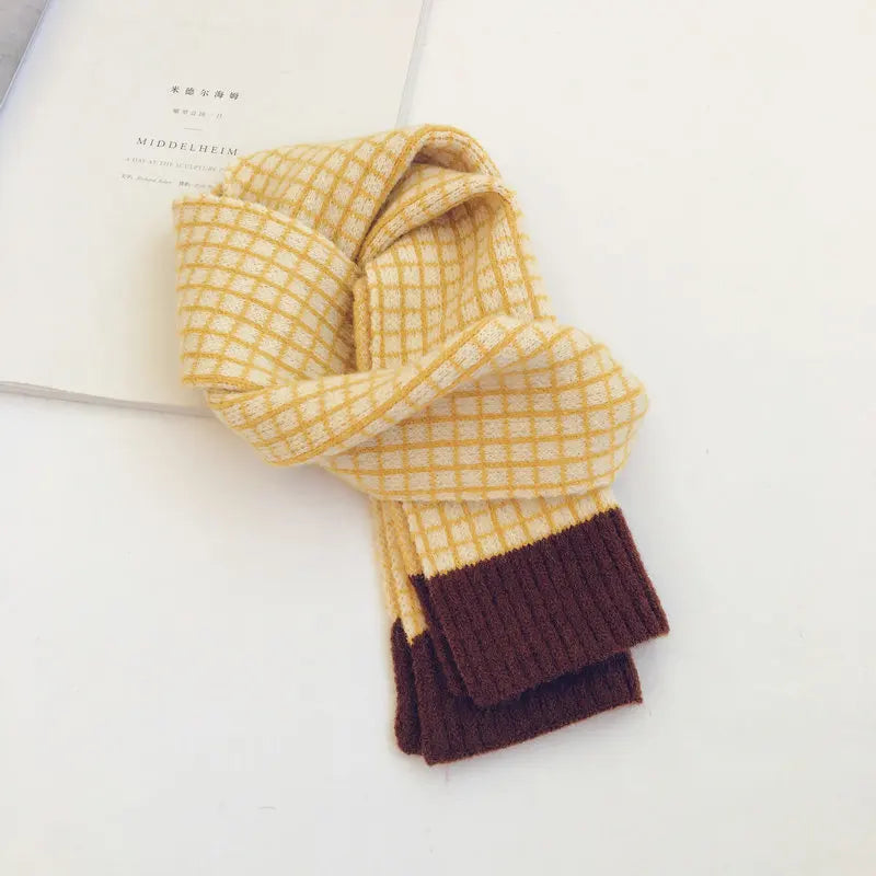 Korean Style New Winter Kid Knitted Wool Plaid