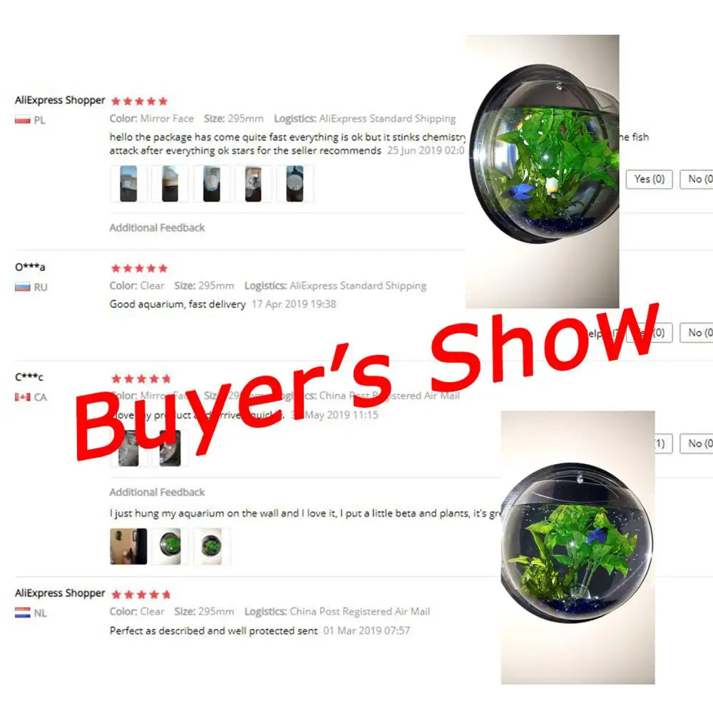 Behogar Dia 23cm/29.5cm Acrylic Fish Bowl Wall Mount