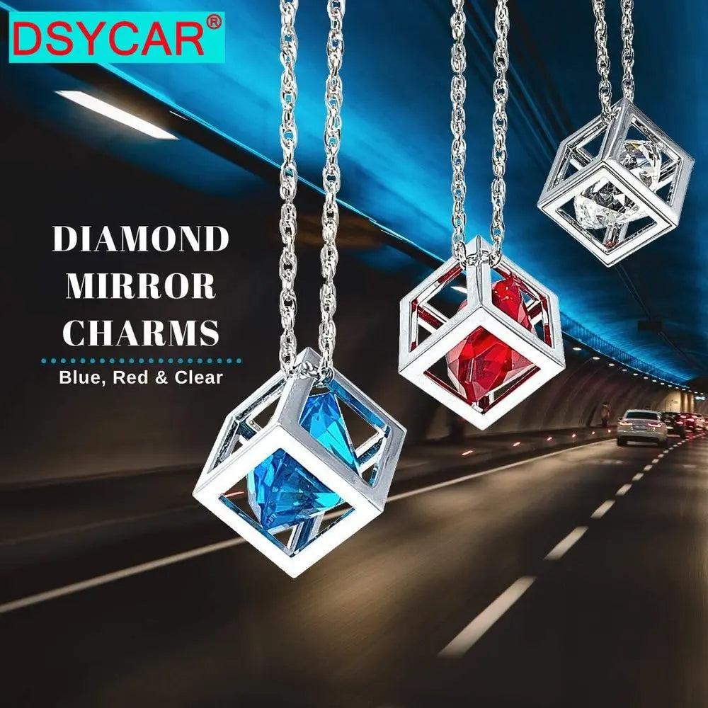 DSYCAR 1Pcs Car Pendant Crystals Cube Car Charms