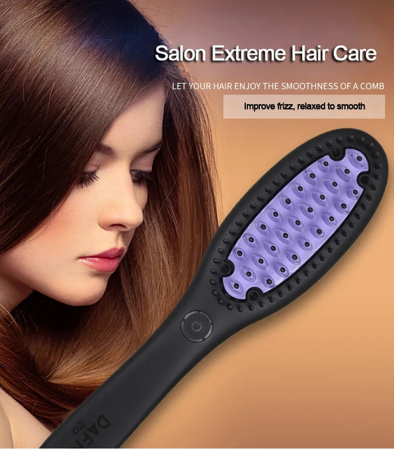 Hair Straightener Brush Ceramic Fast Straightening Heating Hot