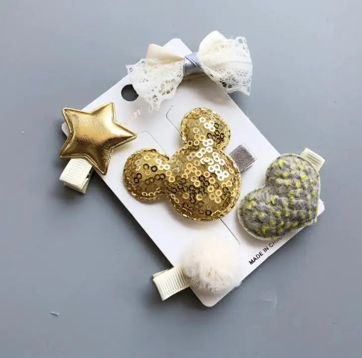 New cute bear girls hair bows 5pcs children