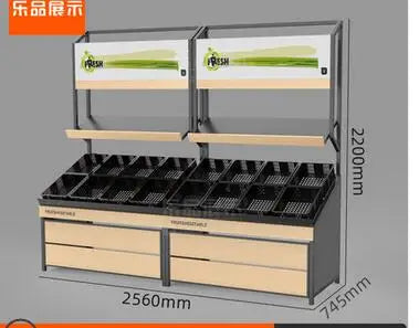 Fresh supermarket vegetable shelf commercial stainless steel bone