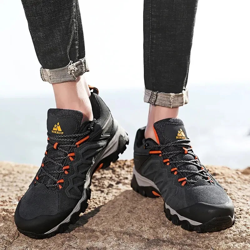 HIKEUP High Quality Leather Hiking Shoes Durable Outdoor