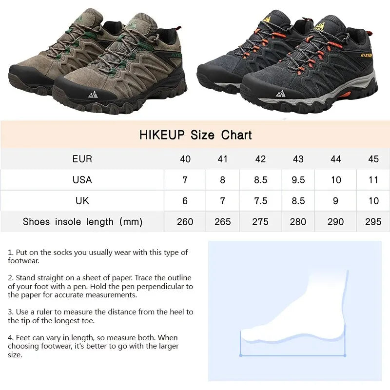 HIKEUP High Quality Leather Hiking Shoes Durable Outdoor