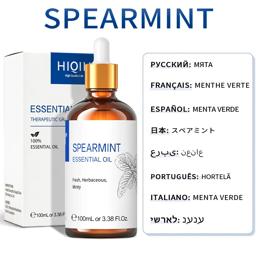 HIQILI Spearmint Vanilla Rose Cinnamon Lemon Essential Oils,100ML