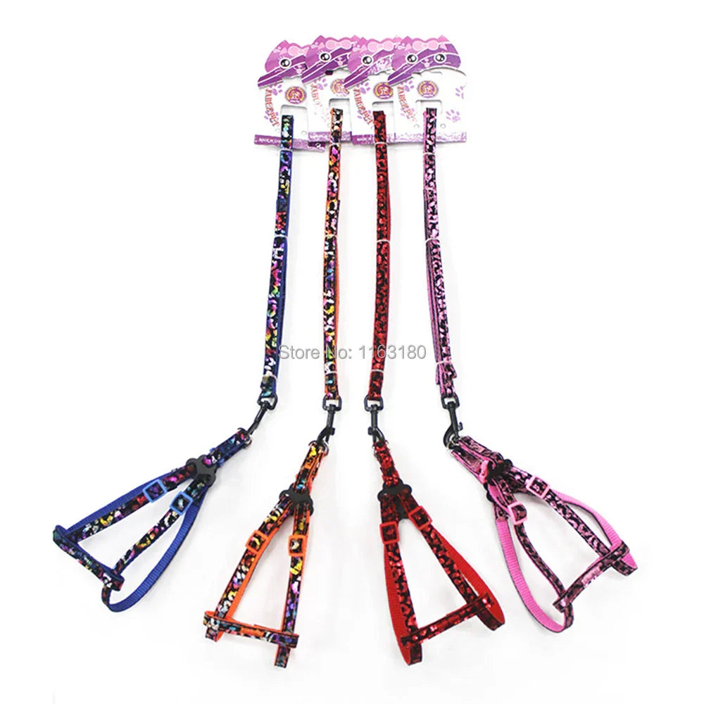 50pcs/lot Small Dog Harness and Leash Soft Nylon