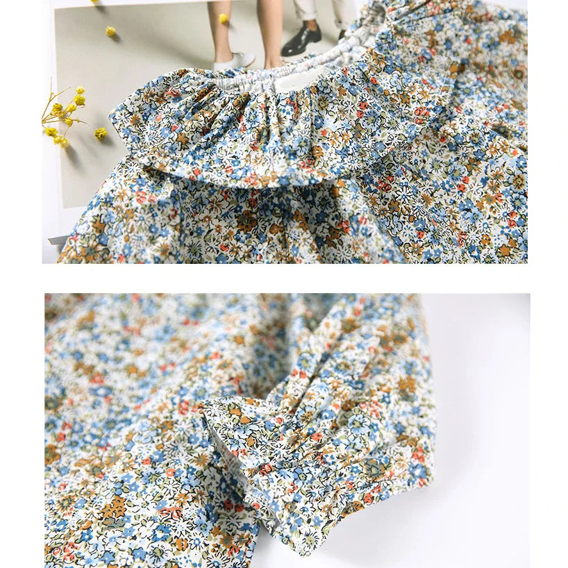 Sweet Ruffles Lace Collar Shirt for Girls Cotton