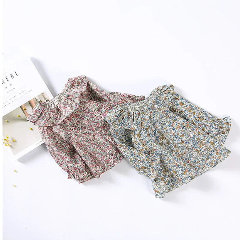 Sweet Ruffles Lace Collar Shirt for Girls Cotton
