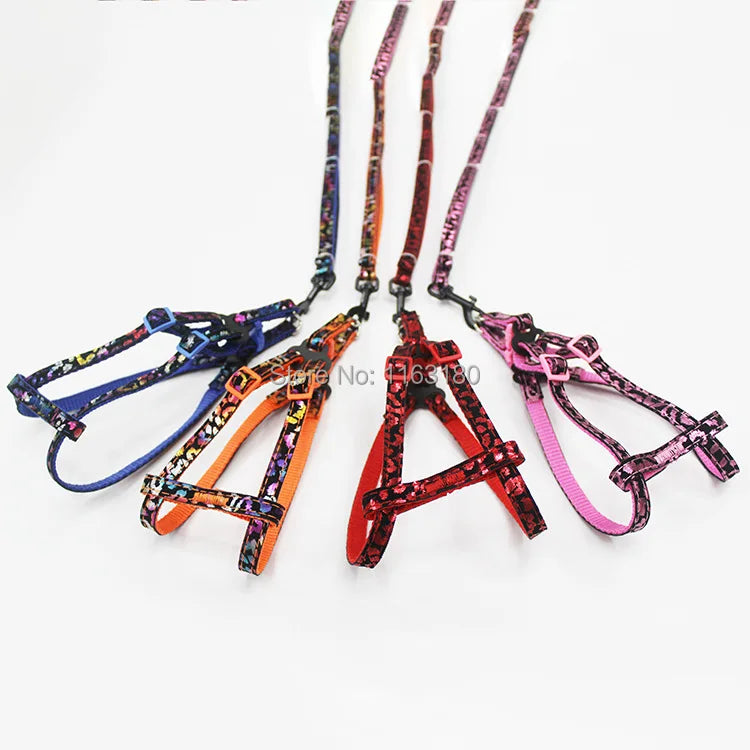 50pcs/lot Small Dog Harness and Leash Soft Nylon