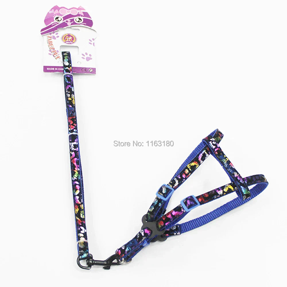 50pcs/lot Small Dog Harness and Leash Soft Nylon