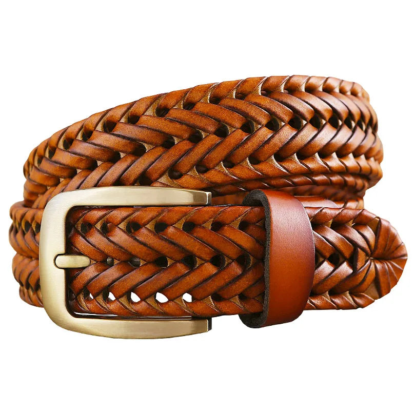 Luxury Genuine leather braided belt man Fashion men