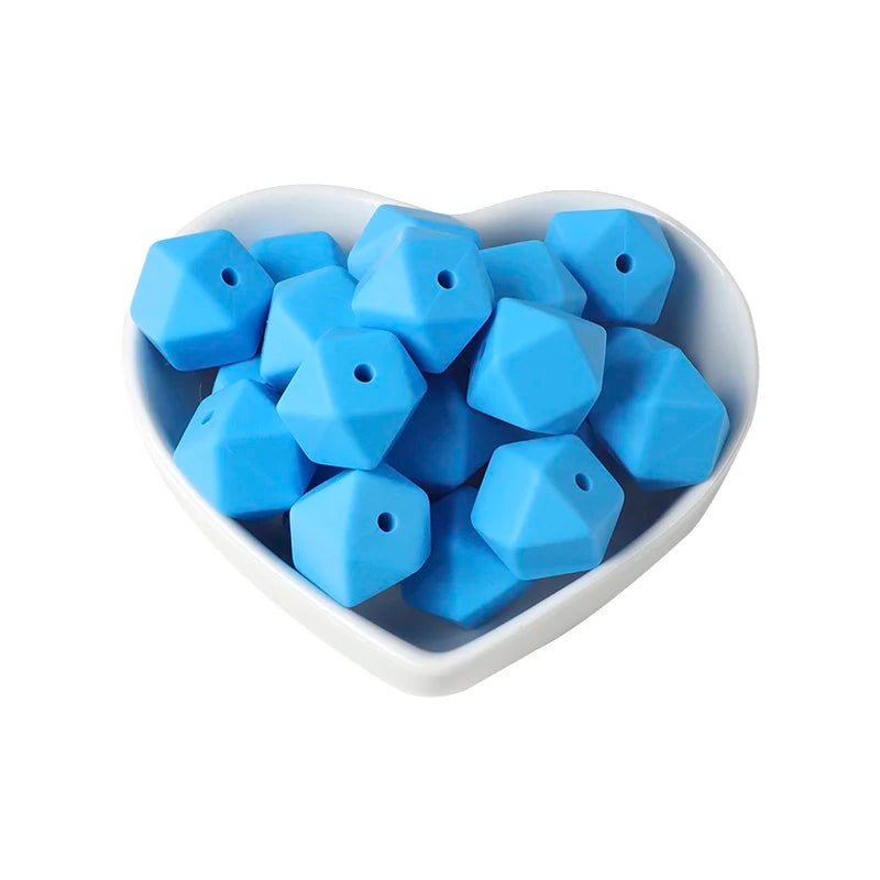 Joepada 100Pcs 14mm Hexagon Silicone Beads Food grade