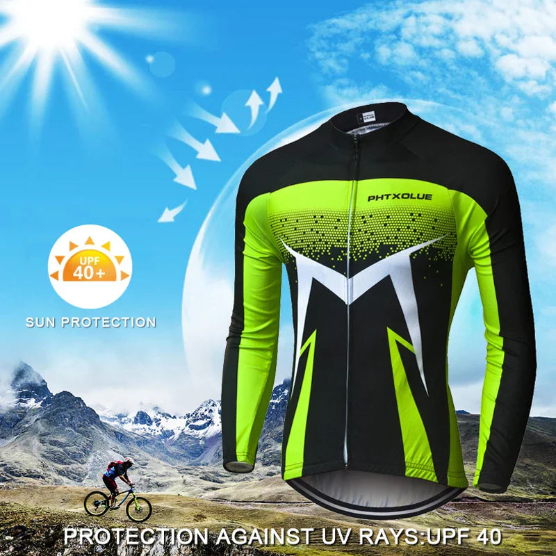 Phtxolue Breathable Long Sleeve Cycling Set Mountain Bike