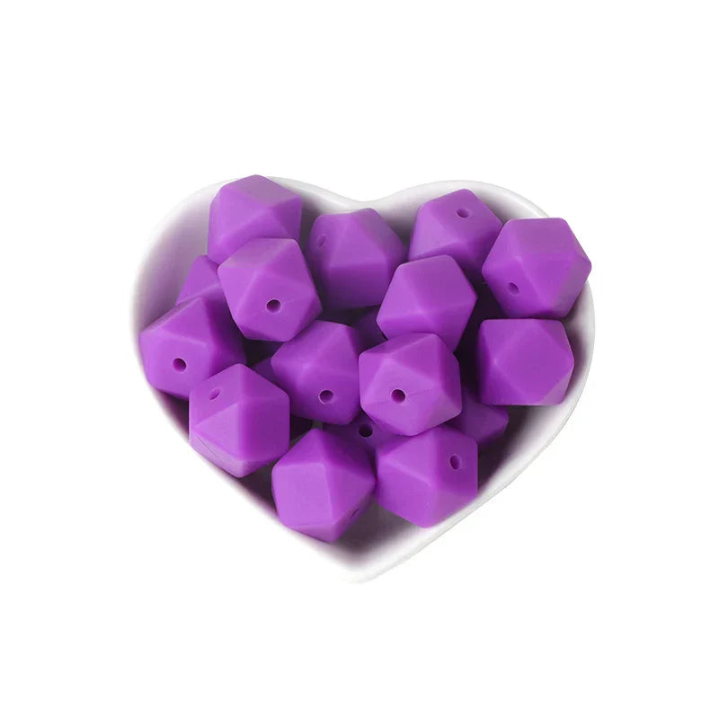 Joepada 100Pcs 14mm Hexagon Silicone Beads Food grade