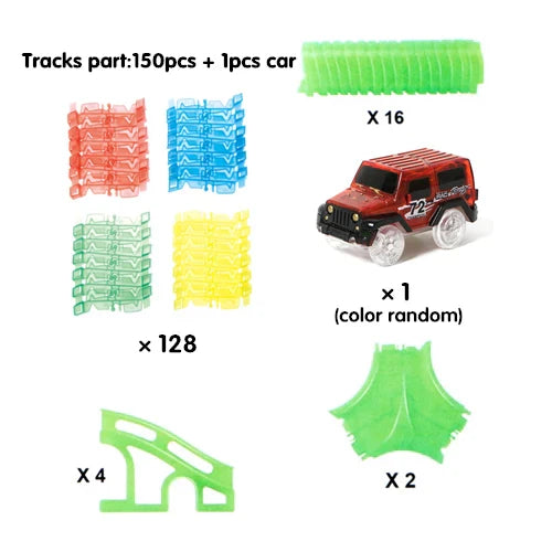 240pcs Race Track Car Glowing flexible soft Bend